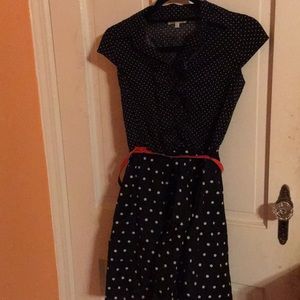 Polka Dot Dress with Red Belt